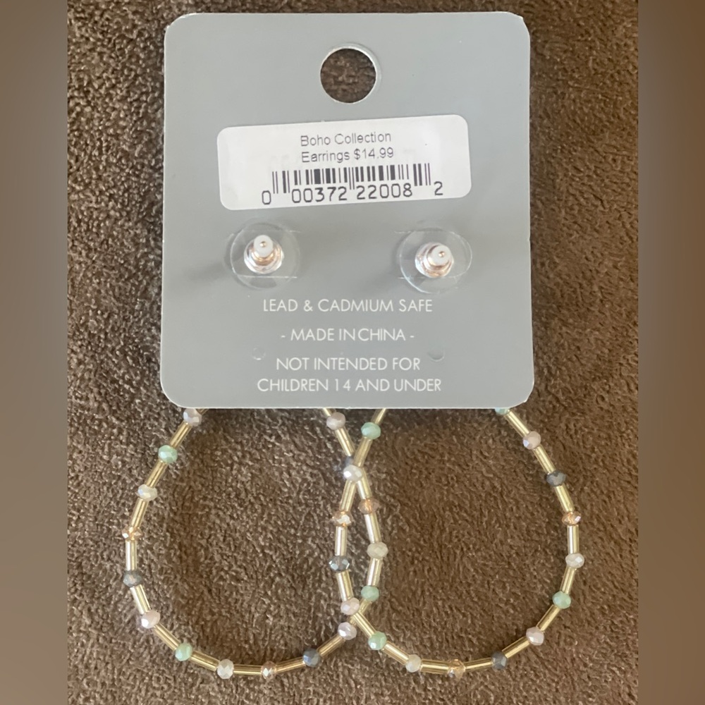 Gold Hoop Earrings (with pretty beads) — AD Project - Picture 7 of 8